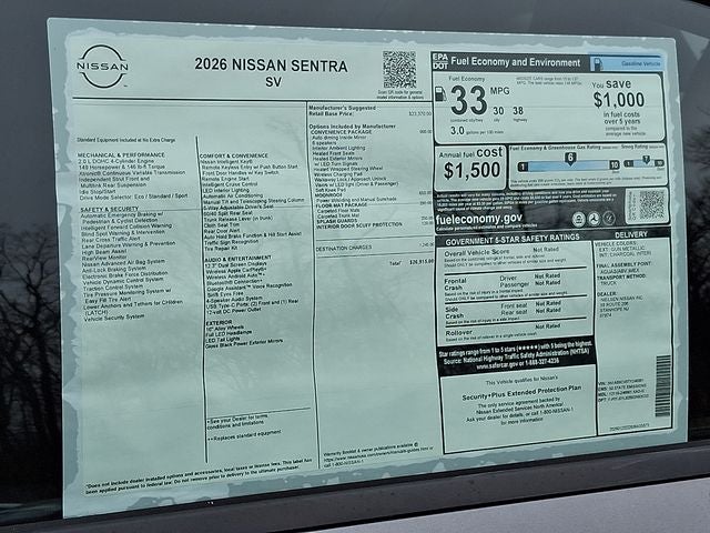 2026 Nissan Sentra SV
