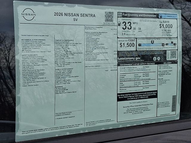 2026 Nissan Sentra SV